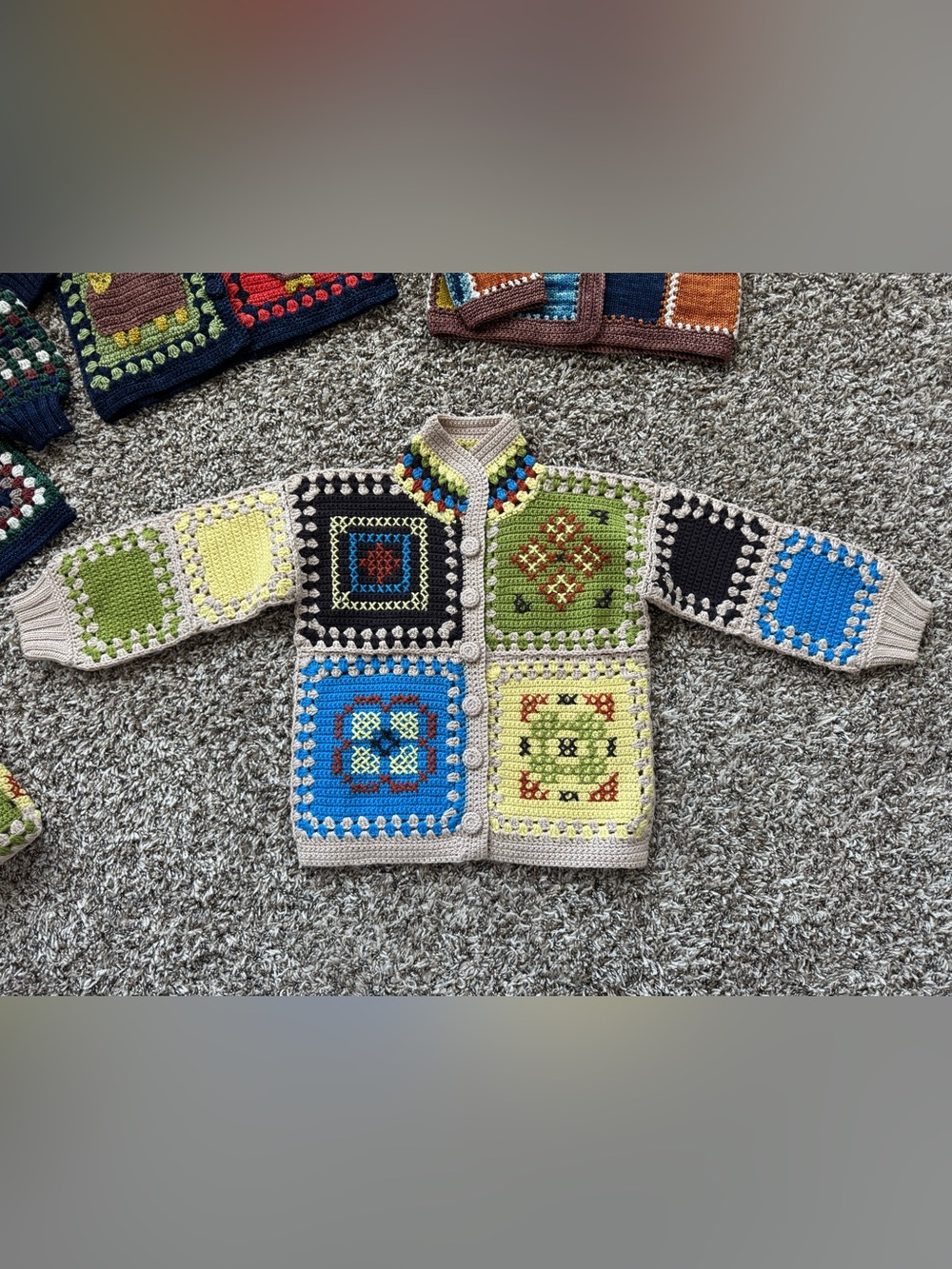 Misha and Puff Cross Stitch Crochet Jacket 2Y